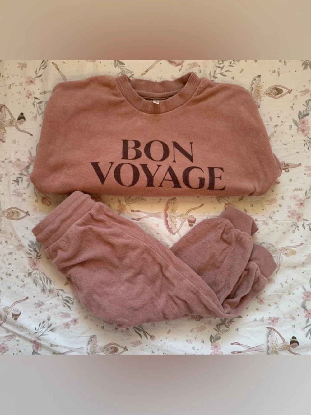 Rylee + Cru Bon Voyage Pink Mauve Terry Sweatshirt Set - sz 2-3 Toddler Girls